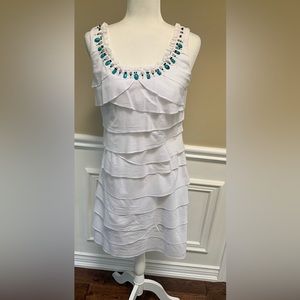 White sleeveless layered summer dress